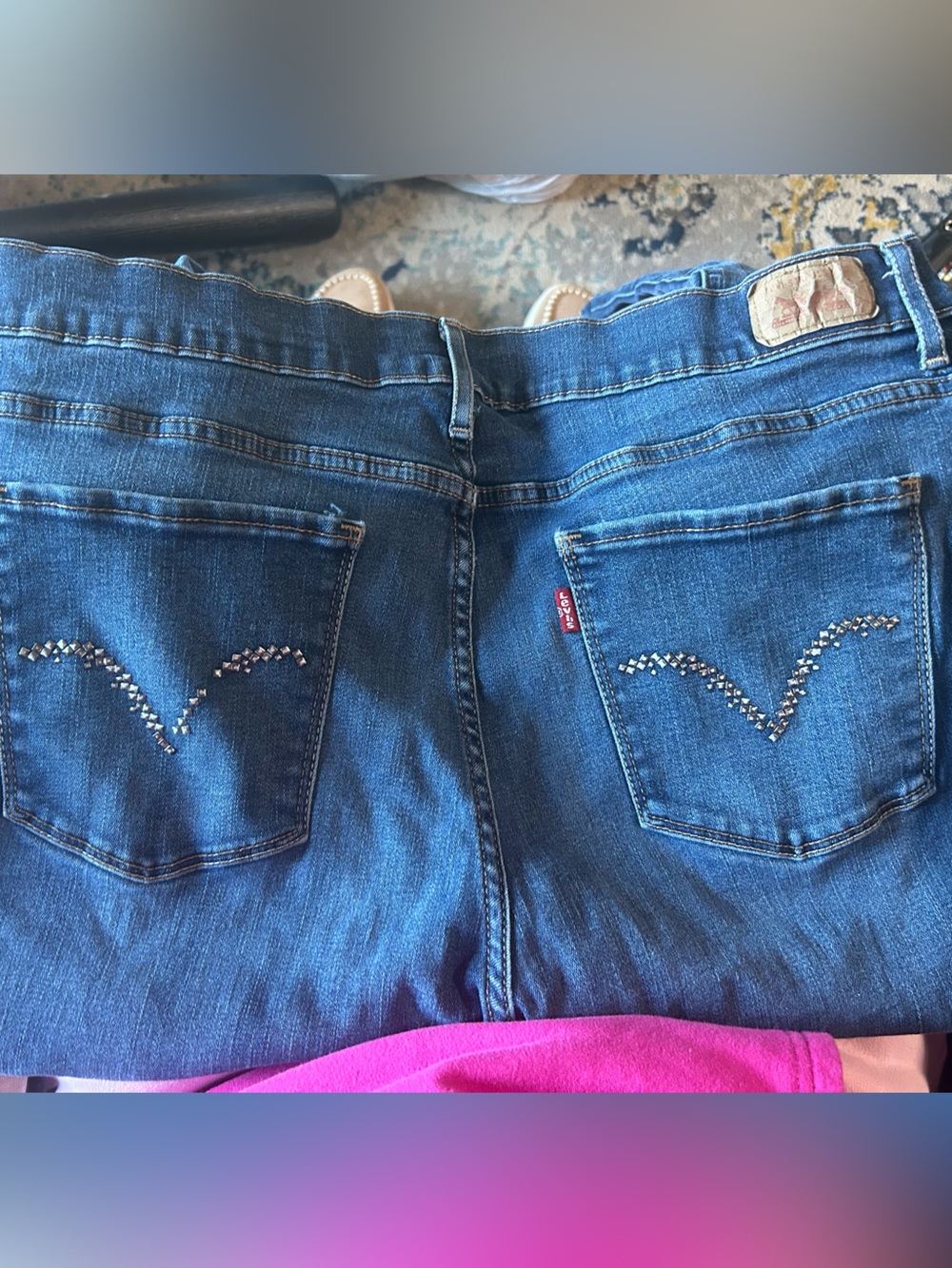 Levi's Women's Blue Denim Jeans with Studded Back Pockets Size 16